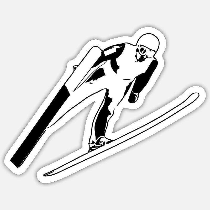 Skispringen - Skispringer - Ski Jumping - Sticker Größe S (10 x 10 cm) - Mattweiß