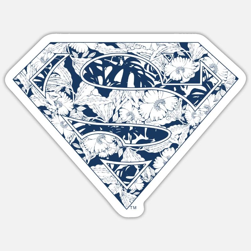 DC Comics Superman Florales Logo Blumenmuster - Sticker Größe S (10 x 10 cm) - Mattweiß