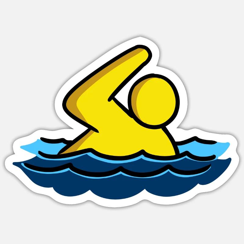 Comic Schwimmen Symbol - Sticker Größe S (10 x 10 cm) - Mattweiß