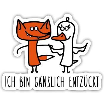 Fuchs und Gans - Sticker Größe S (10 x 10 cm) - Mattweiß - Vorne