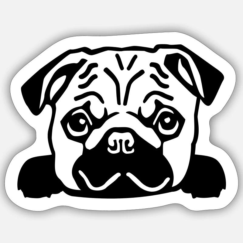 Pug - Sticker size S (10 x 10 cm) - white matte
