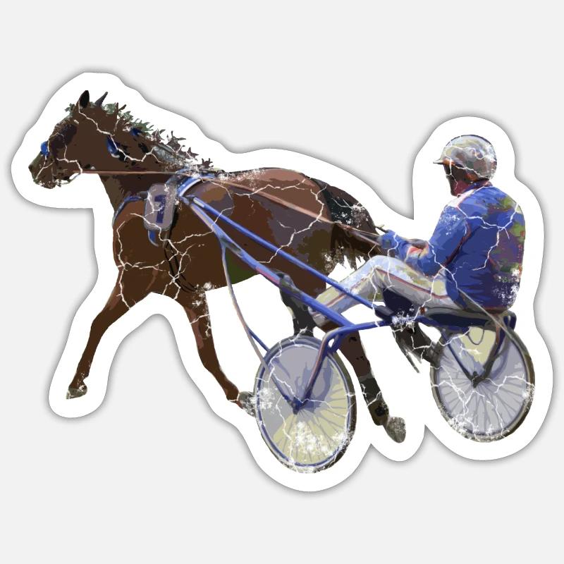 Cadeau de course de chevaux de course au trot - Sticker taille S (10 x 10 cm) - blanc mat