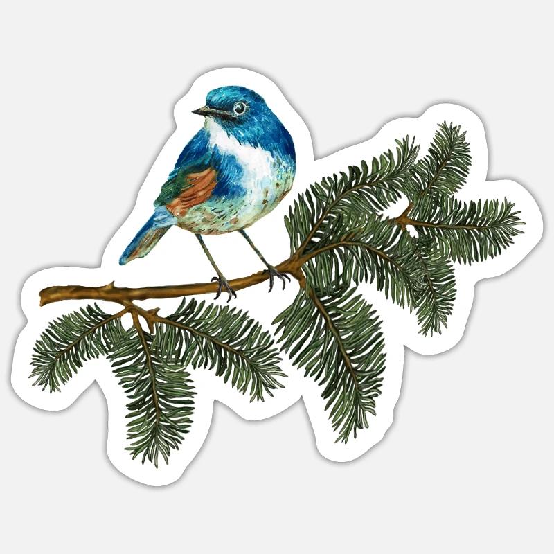 Oiseau bleu - Sticker taille S (10 x 10 cm) - blanc mat