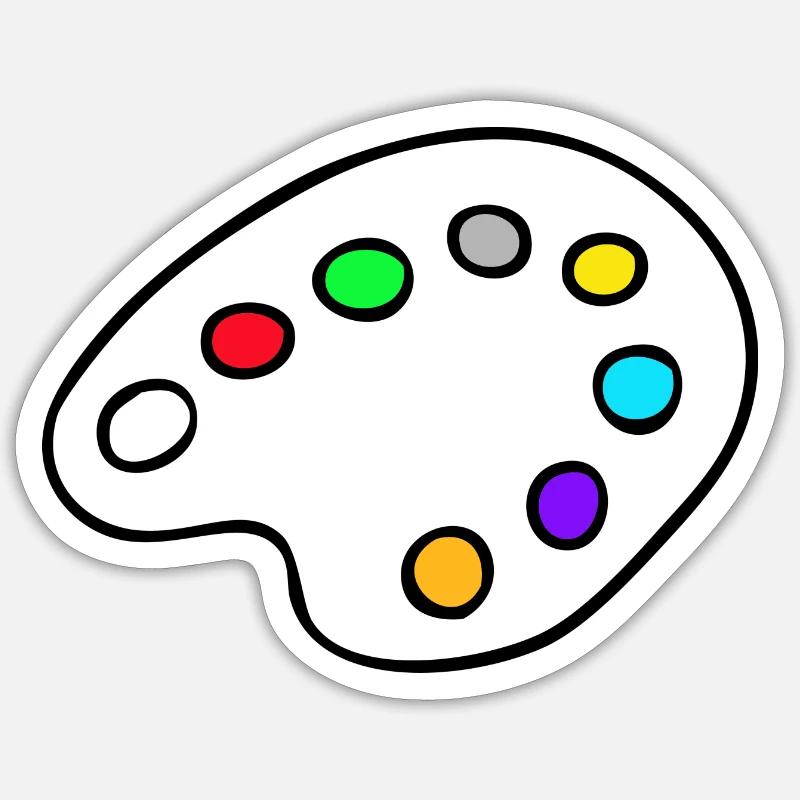 Painter mixed palette - Sticker size S (10 x 10 cm) - white matte