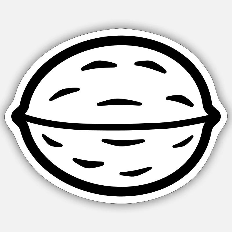 Walnuss - Sticker Größe S (10 x 10 cm) - Mattweiß