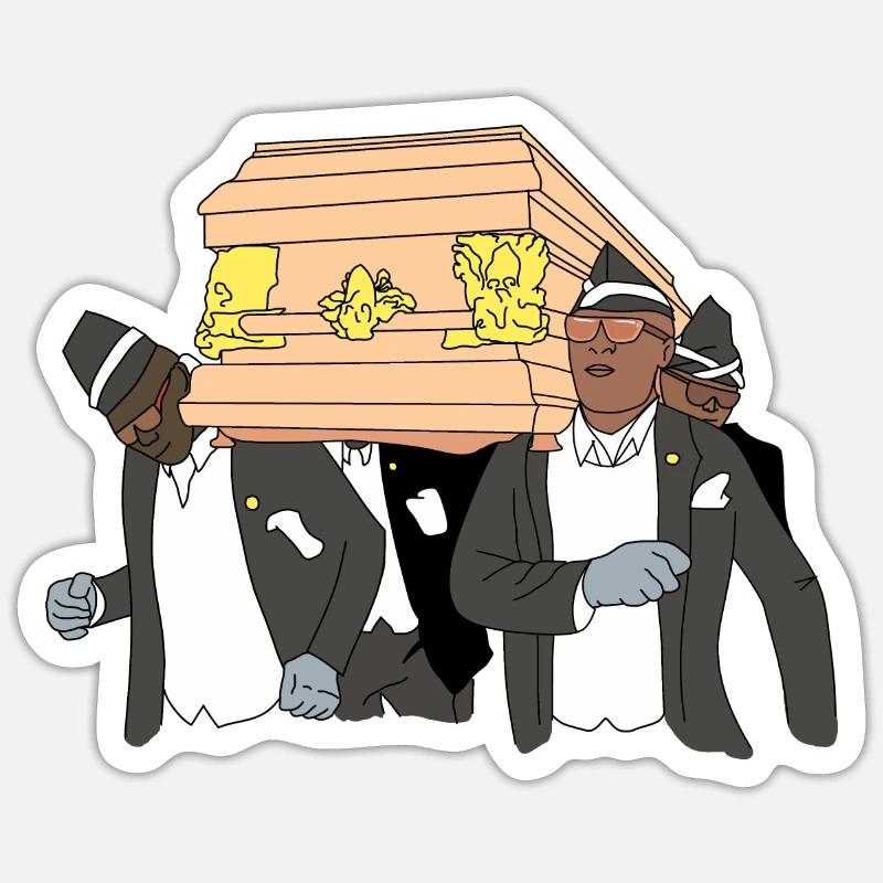 MEME COFFIN les gars de la danse funéraire - Sticker taille S (10 x 10 cm) - blanc mat