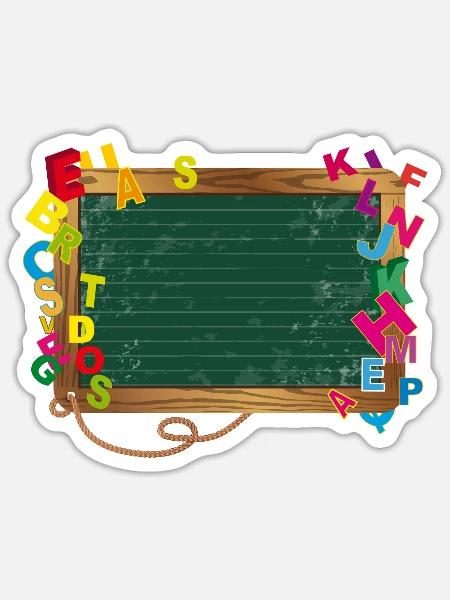 Grüne Schultafel - Sticker Größe S (10 x 10 cm) - Mattweiß