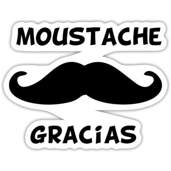 Moustache Gracias Fun humour cadeau - Sticker taille S (10 x 10 cm) - blanc mat - Devant