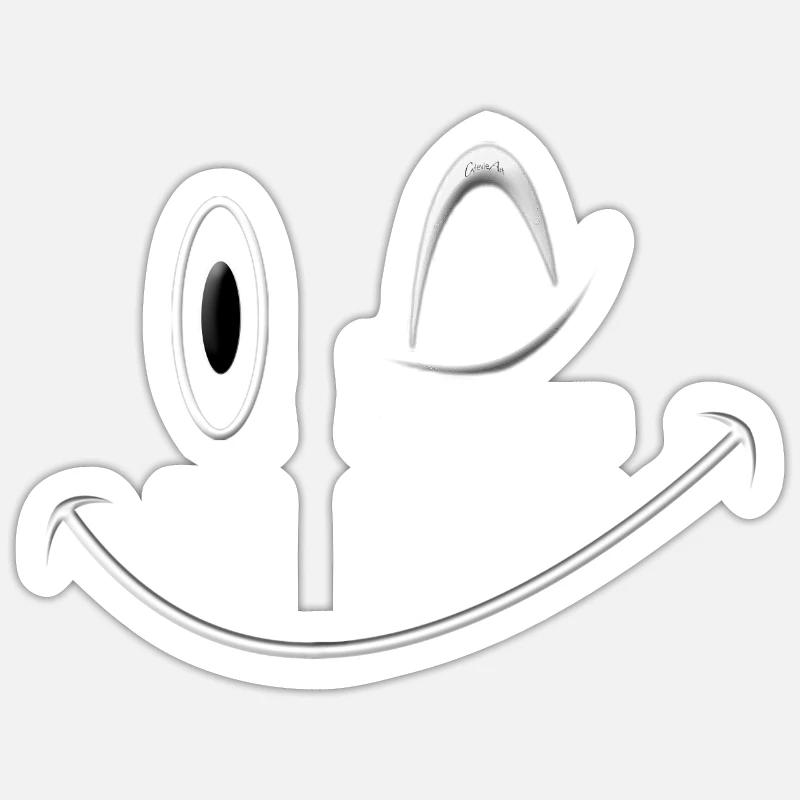 sourire, clin d'oeil moqueur - Sticker taille S (10 x 10 cm) - blanc mat