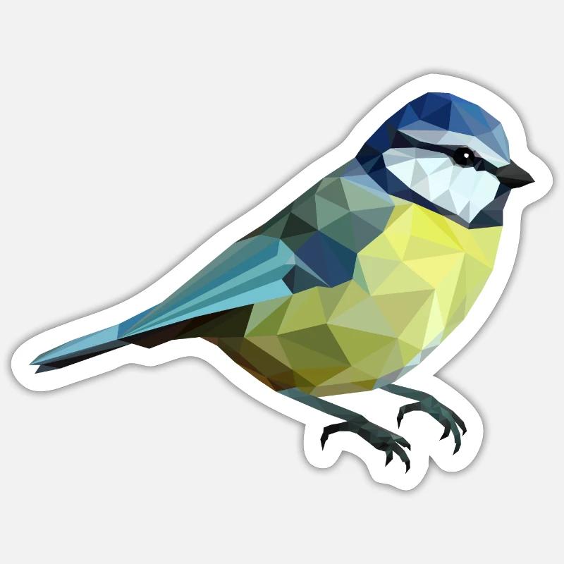 Blaumeise in Polygon-Technik - Zattila Design Sticker Größe S (10 x 10 cm)