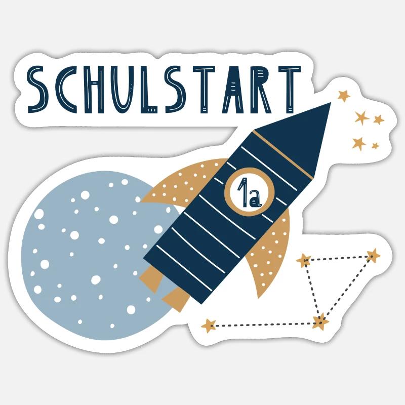 Schulstart Rakete 1a - Sticker Größe S (10 x 10 cm) - Mattweiß
