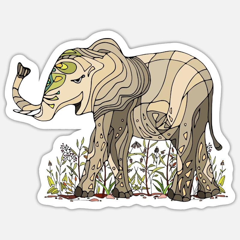 l'éléphant - Sticker taille S (10 x 10 cm) - blanc mat
