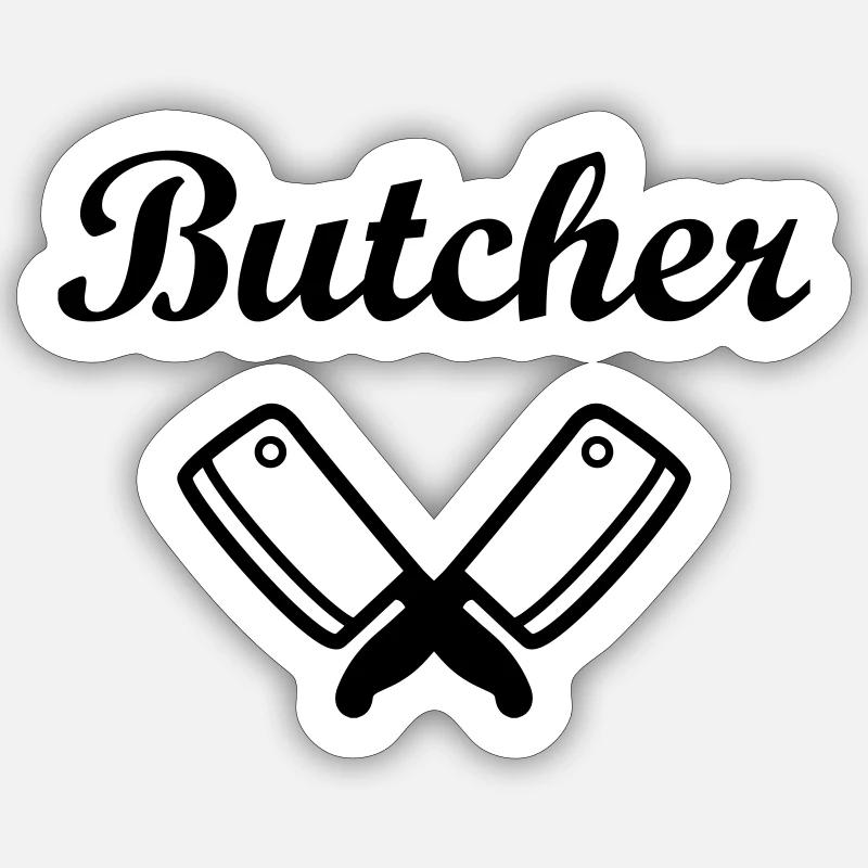 Boucher - Boucherie - Sticker taille S (10 x 10 cm) - blanc mat