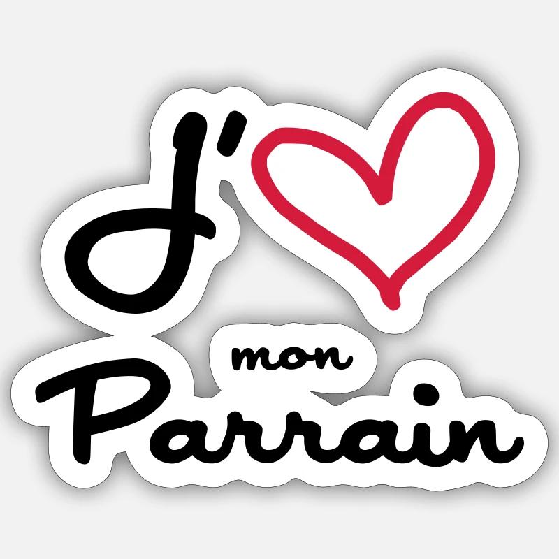 J'aime mon Parrain Sticker taille S (10 x 10 cm)