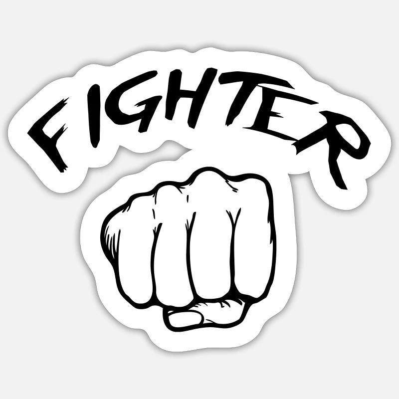 Combattant - Fighter - Sticker taille S (10 x 10 cm) - blanc mat