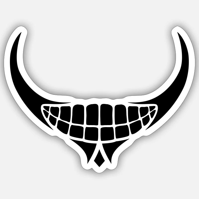 Sourire démoniaque de la bouche - Sticker taille S (10 x 10 cm) - blanc mat