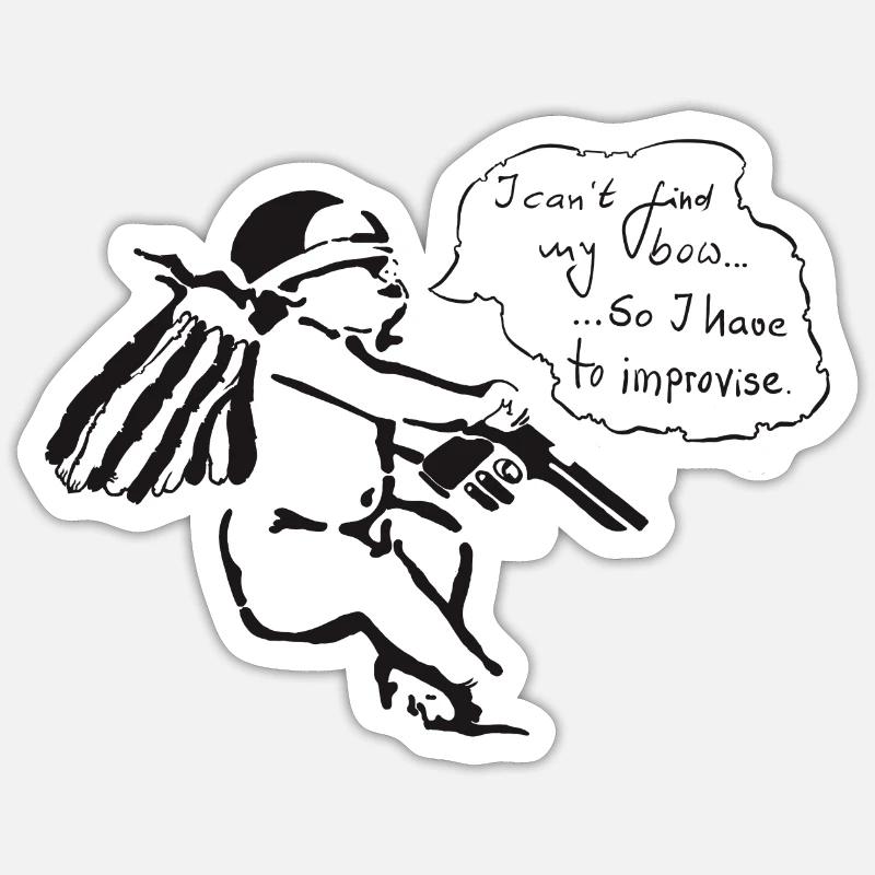 Cupidon aveugle! - Sticker taille S (10 x 10 cm) - blanc mat