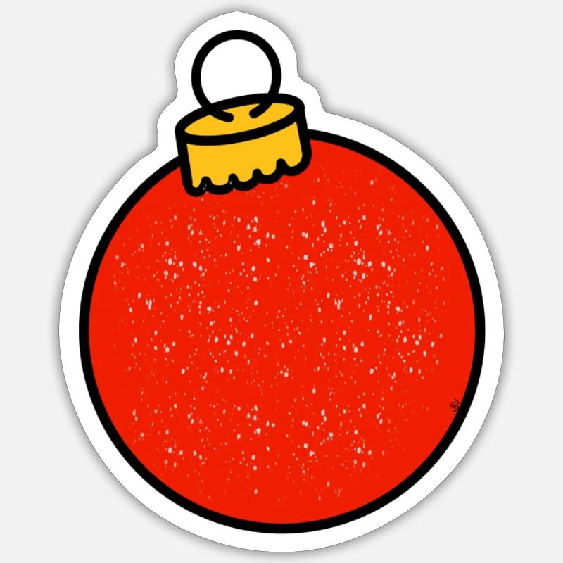 Rote Weihnachtskugel mit Glitzer - Sticker Größe S (10 x 10 cm) - Mattweiß