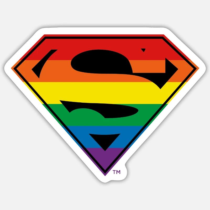 Justice League Superman Regenbogen Logo - Sticker størrelse S (10 x 10 cm) - mat hvid