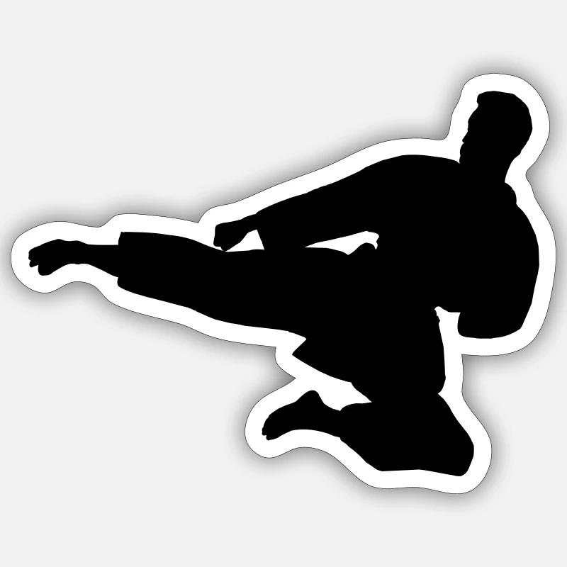 Karate oder Taekwondo sprangen seitwärts Sticker Größe S (10 x 10 cm)