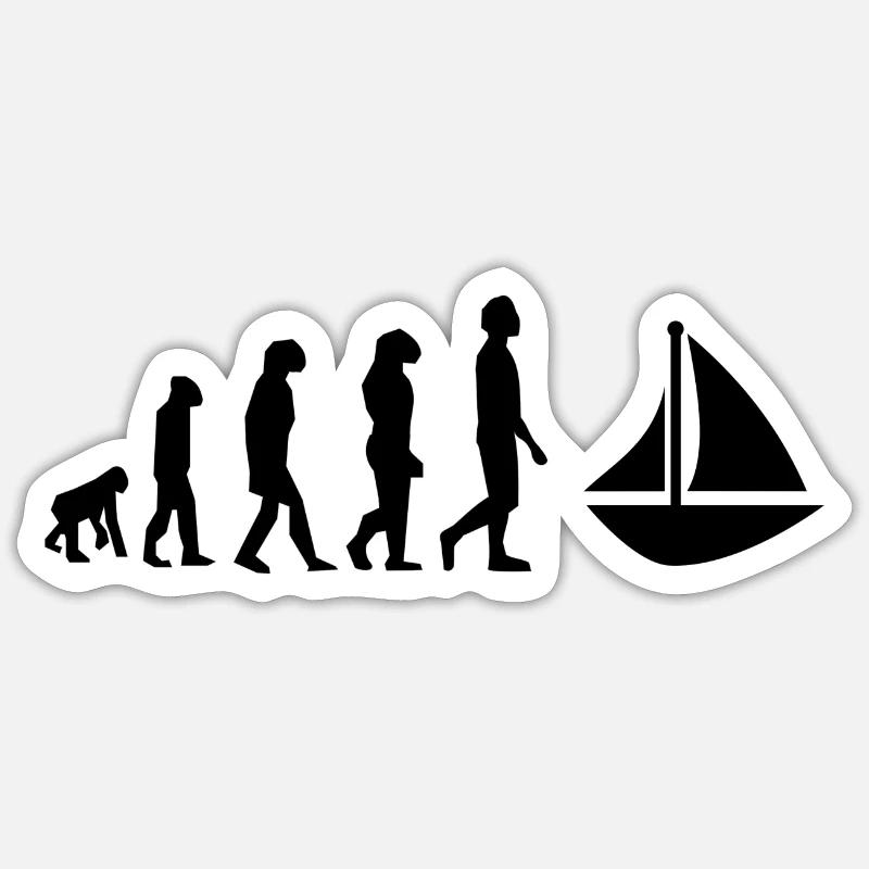 Evolution Segelboot - Sticker Größe S (10 x 10 cm) - Mattweiß