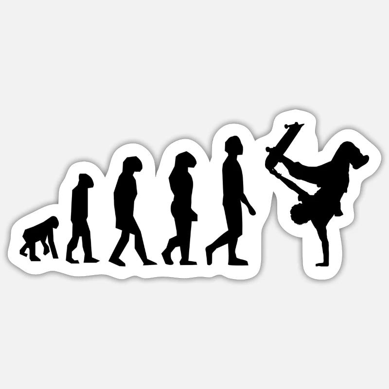 Skate Evolution - Sticker Größe S (10 x 10 cm) - Mattweiß