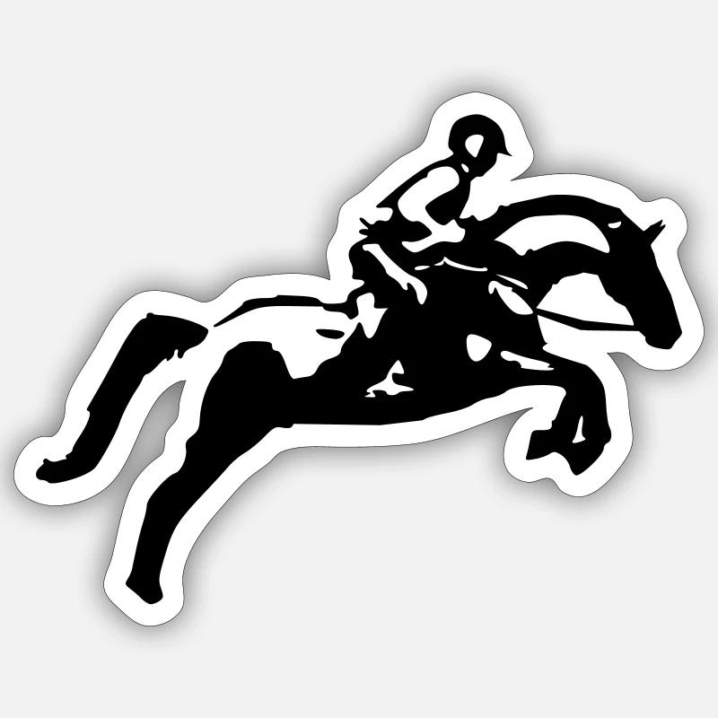 Springreiten Springpferd, Vielseitigkeit - Sticker Größe S (10 x 10 cm) - Mattweiß