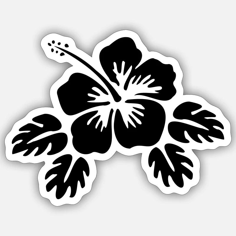 Fleur d'hibiscus fleur de fleur Aloha - fleur d'hibiscus - Sticker taille S (10 x 10 cm) - blanc mat