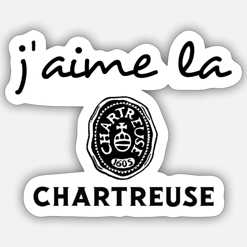 J'aime la CHARTREUSE - Sticker taille S (10 x 10 cm) - blanc mat