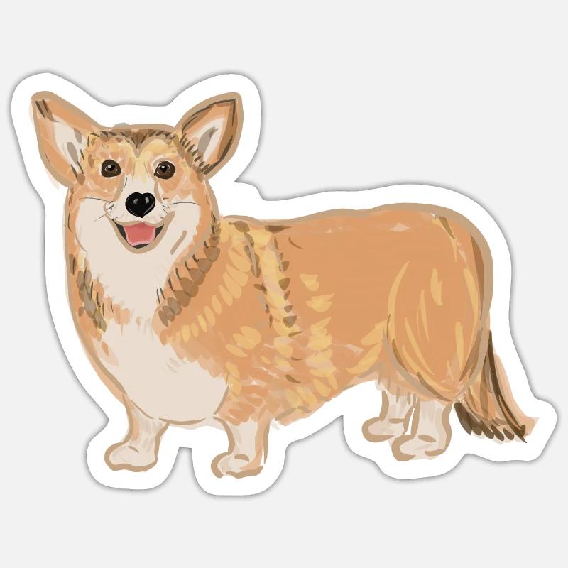 Stehender Corgi - Sticker Größe S (10 x 10 cm) - Mattweiß