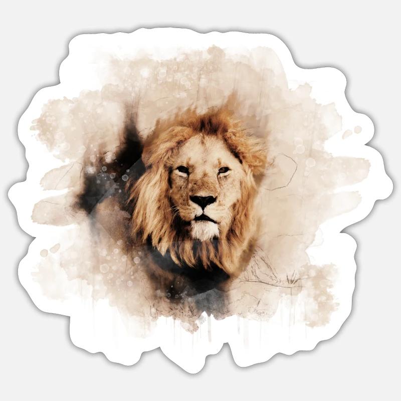 Éclaboussure de lion - Sticker taille S (10 x 10 cm) - blanc mat