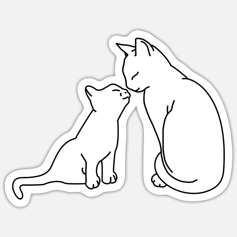 Katzer Mutter Kind - Sticker Größe S (10 x 10 cm) - Mattweiß