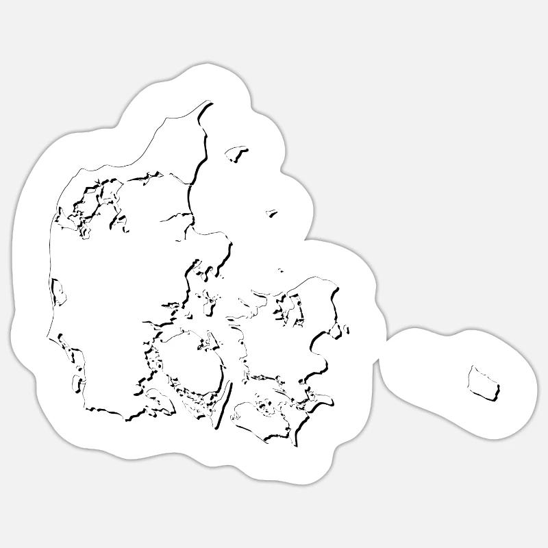 Denmark map as an outline - Sticker size S (10 x 10 cm) - white matte