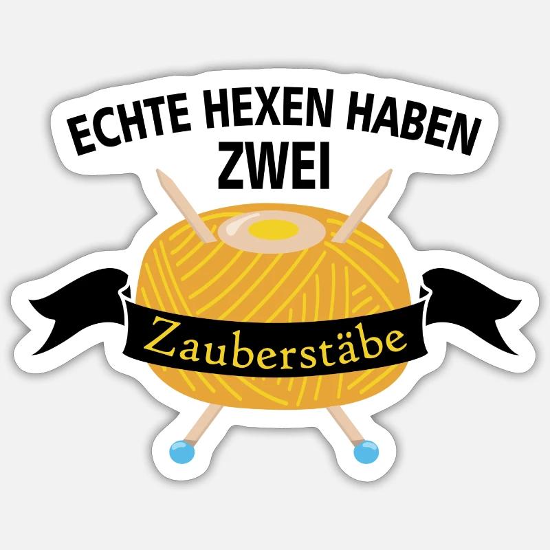 Zauberstäbe Hobby Stricken Handarbeit Geschenk - Sticker Größe S (10 x 10 cm) - Mattweiß