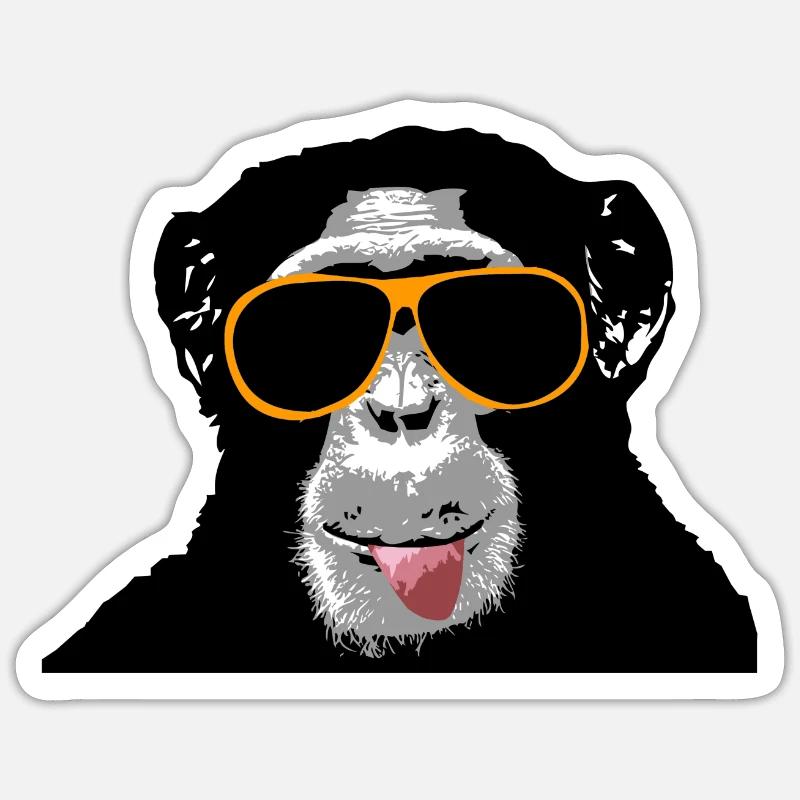 Schimpanse - Affe - Sticker Größe S (10 x 10 cm) - Mattweiß