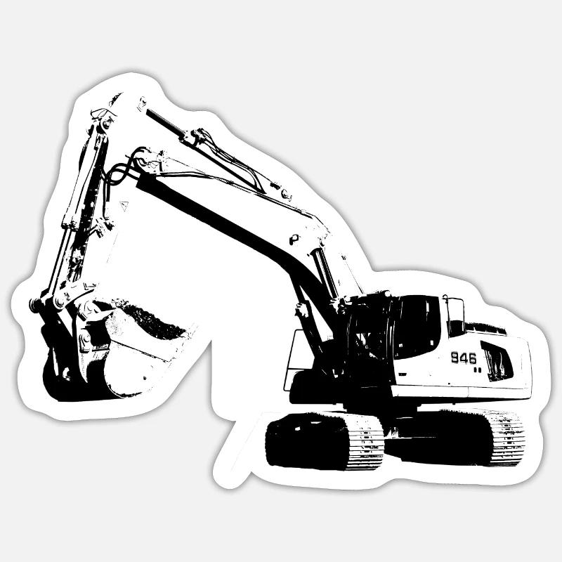 Bagger - Sticker Größe S (10 x 10 cm) - Mattweiß