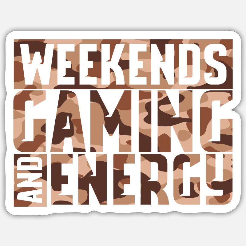 Weekend and Gaming - Sticker taille S (10 x 10 cm) - blanc mat