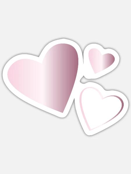 Zwei Herzen Turmalin rosa - Sticker Größe S (10 x 10 cm) - Mattweiß