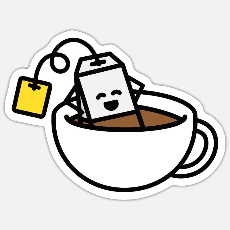 Funny tea bag in teacup bath Tea lover Tea drinker Sticker size S (10 x 10 cm)
