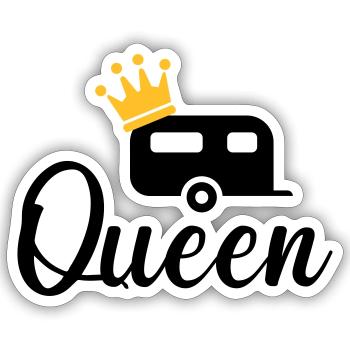 Camping Queen - Sticker taille S (10 x 10 cm) - blanc mat - Devant