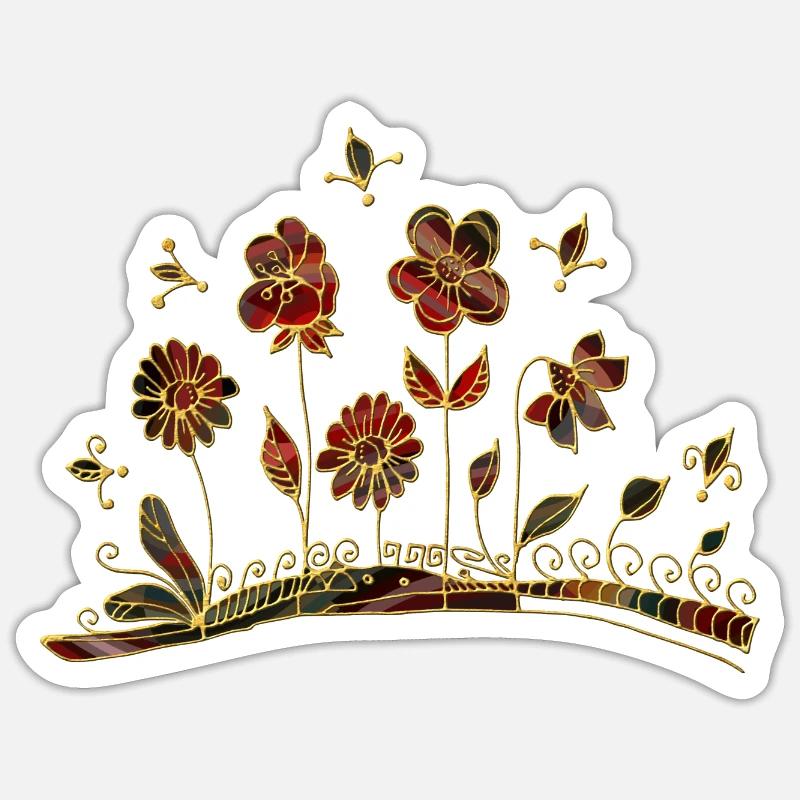 Fleurs - Sticker taille S (10 x 10 cm) - blanc mat
