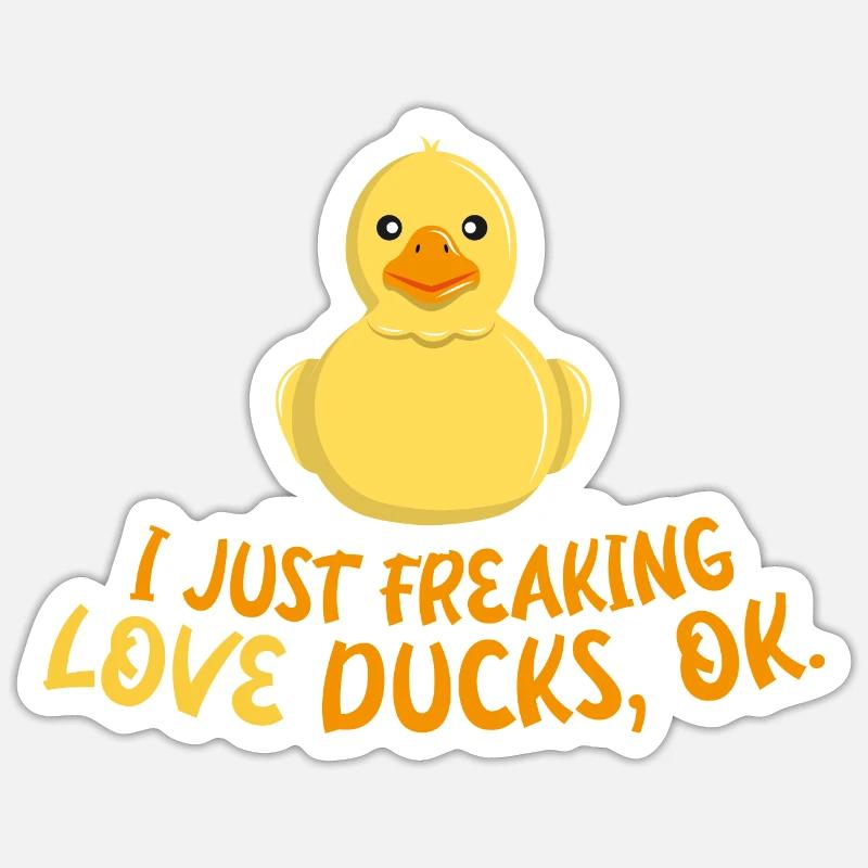 J’adore les canards - Canard canard de bain jaune - Sticker taille S (10 x 10 cm) - blanc mat