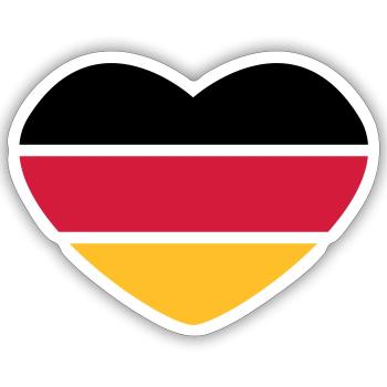 Herz 3farbig - Schwarz Rot Gold - Deutschland - Sticker Größe S (10 x 10 cm) - Mattweiß - Vorne