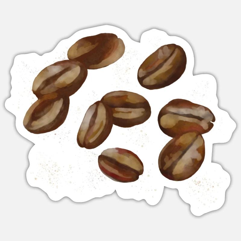 Kaffeebohnen - Sticker Größe S (10 x 10 cm) - Mattweiß