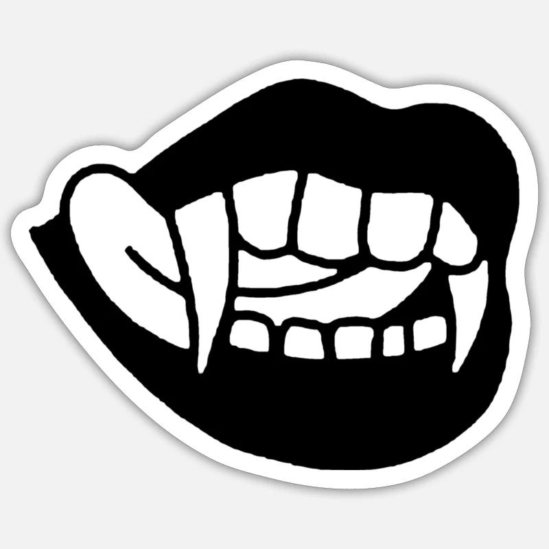 Bouche de crocs de vampire - Sticker taille S (10 x 10 cm) - blanc mat