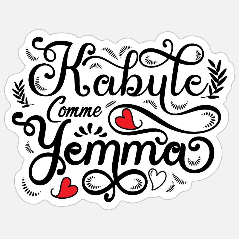Kabyle comme yemma - Sticker taille S (10 x 10 cm) - blanc mat