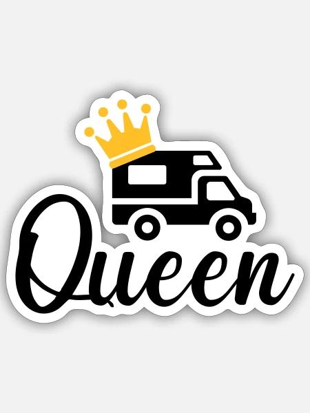 Camping Queen Camper Wohnmobil - Sticker Größe S (10 x 10 cm) - Mattweiß