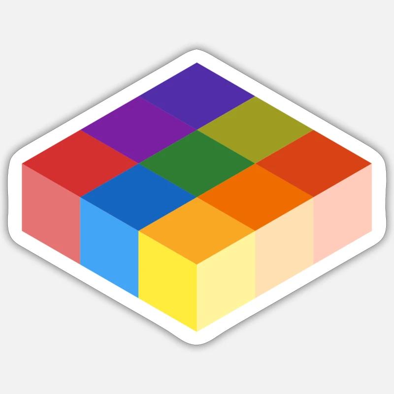 Cube Grid - Sticker size S (10 x 10 cm) - white matte