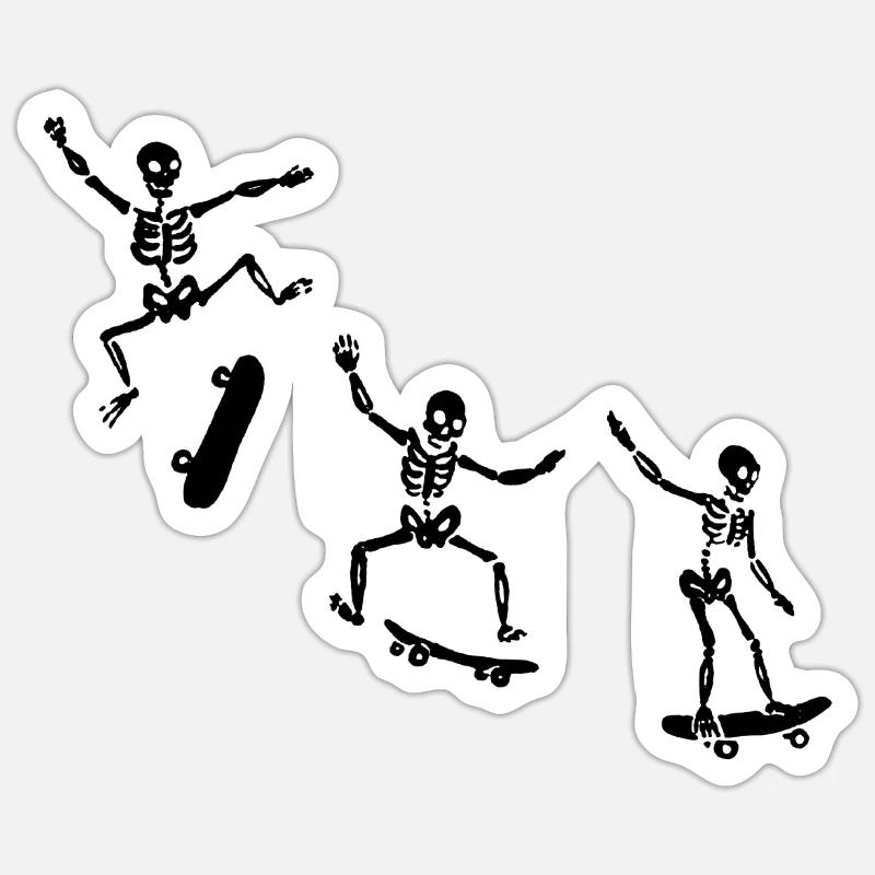SKELETONS SKATERS - Sticker Größe S (10 x 10 cm) - Mattweiß