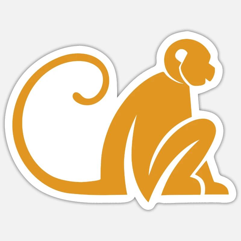 Dessin Singe Universel (doré) Sticker taille S (10 x 10 cm)